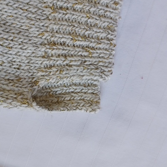 Guess Gold Metallic & Ivory Sweater w/Beaded Shoulder Epaulettes- Sz. Med - Picture 11 of 14